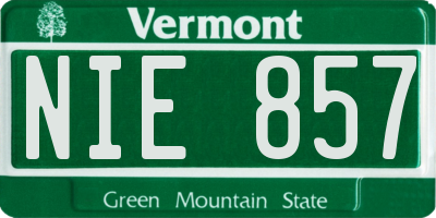VT license plate NIE857