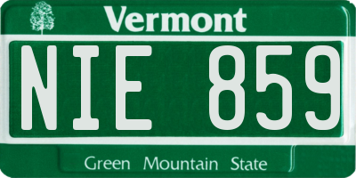 VT license plate NIE859