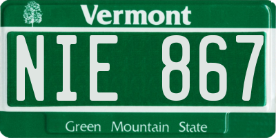 VT license plate NIE867