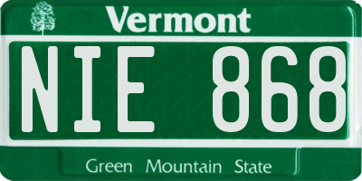 VT license plate NIE868