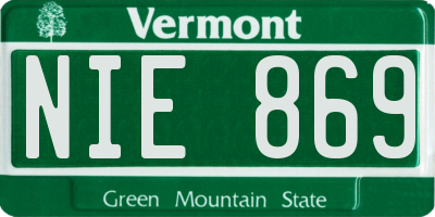 VT license plate NIE869