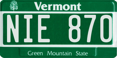 VT license plate NIE870