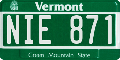 VT license plate NIE871