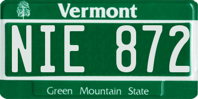 VT license plate NIE872