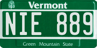 VT license plate NIE889