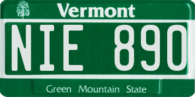 VT license plate NIE890