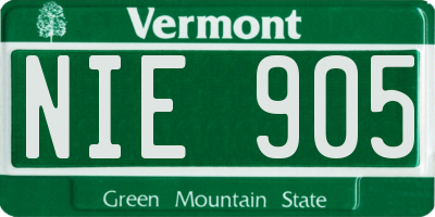 VT license plate NIE905