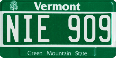 VT license plate NIE909