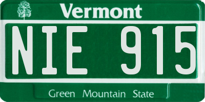 VT license plate NIE915
