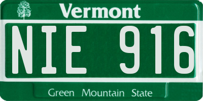 VT license plate NIE916