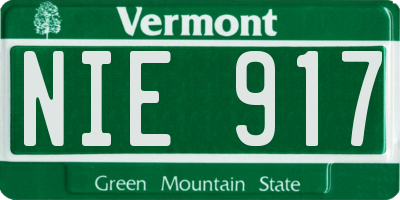 VT license plate NIE917
