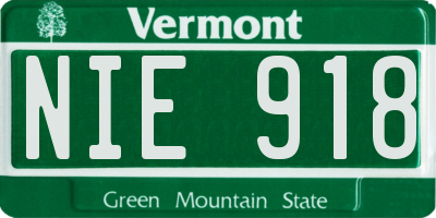 VT license plate NIE918
