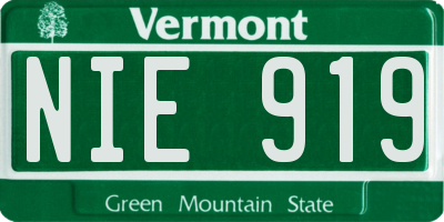 VT license plate NIE919