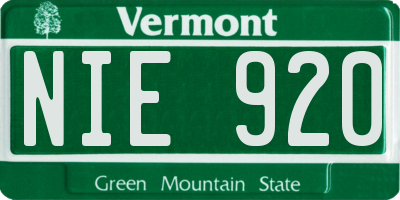 VT license plate NIE920