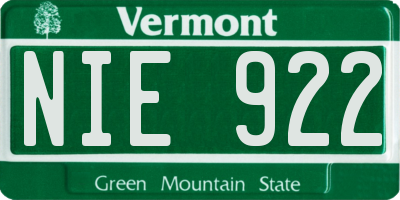 VT license plate NIE922