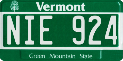 VT license plate NIE924