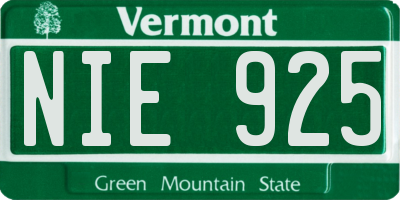 VT license plate NIE925