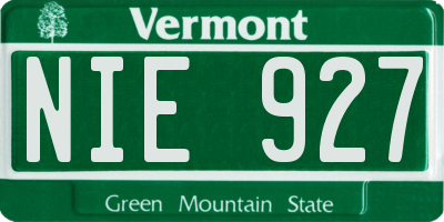 VT license plate NIE927
