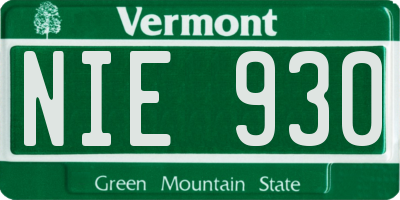 VT license plate NIE930