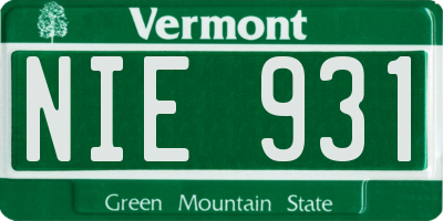 VT license plate NIE931