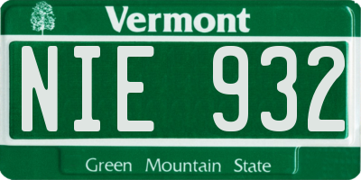 VT license plate NIE932