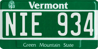 VT license plate NIE934