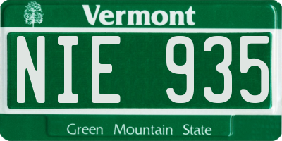 VT license plate NIE935