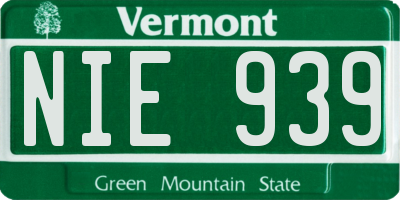 VT license plate NIE939