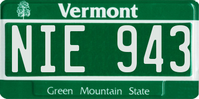 VT license plate NIE943