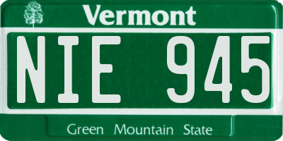 VT license plate NIE945