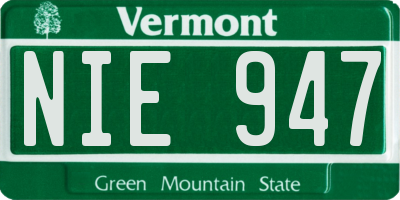 VT license plate NIE947
