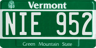 VT license plate NIE952
