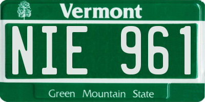 VT license plate NIE961