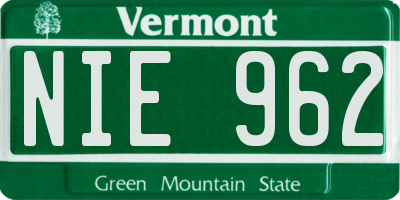 VT license plate NIE962