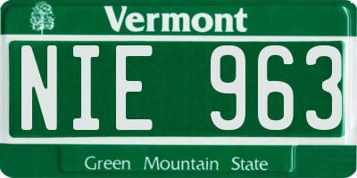 VT license plate NIE963