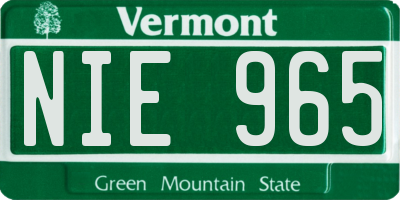 VT license plate NIE965