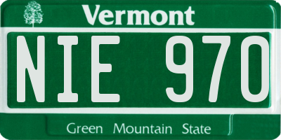 VT license plate NIE970