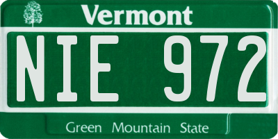 VT license plate NIE972
