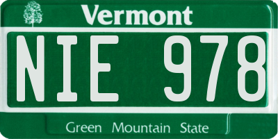 VT license plate NIE978