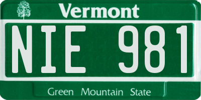VT license plate NIE981