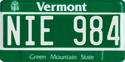 VT license plate NIE984