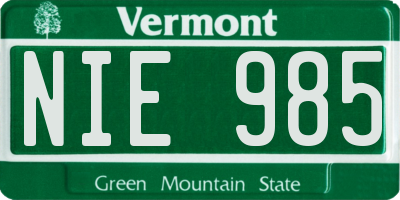 VT license plate NIE985