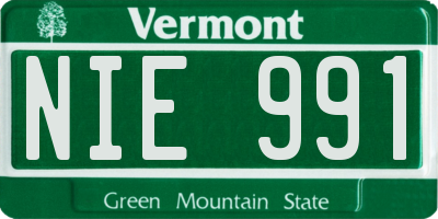 VT license plate NIE991