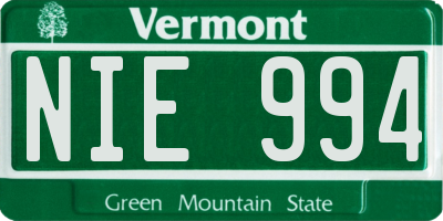 VT license plate NIE994