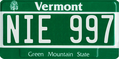 VT license plate NIE997
