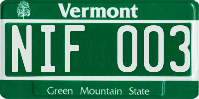 VT license plate NIF003