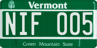 VT license plate NIF005