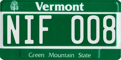 VT license plate NIF008