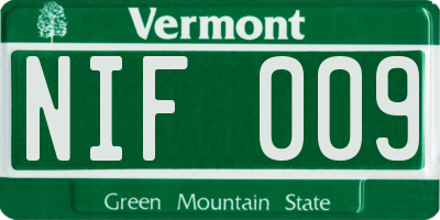 VT license plate NIF009