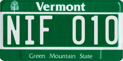 VT license plate NIF010